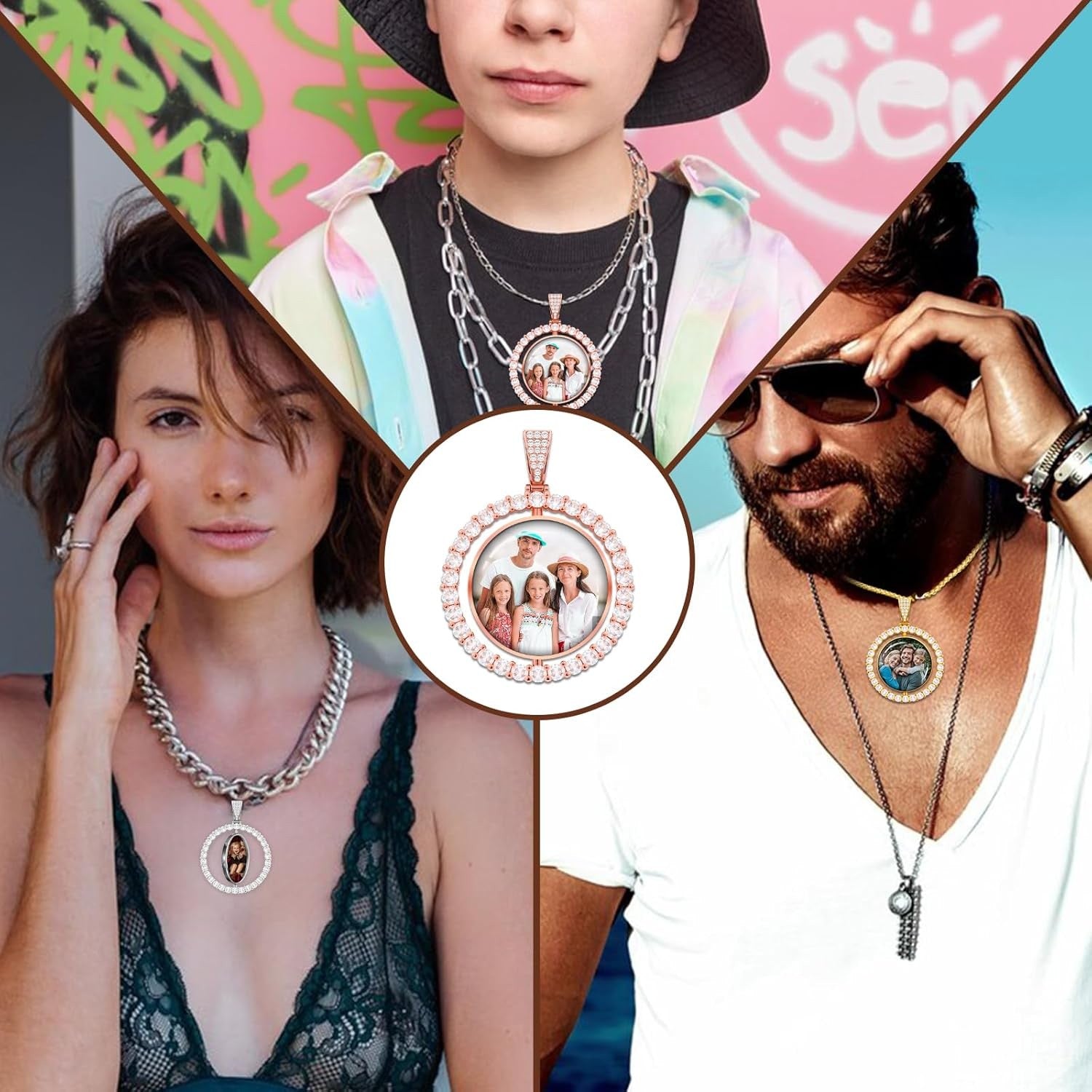 Cat Lover Gift Necklace: Custom , Silver or Rose Photo Projection Jewelry