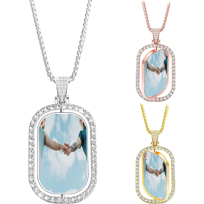 Black Plated Stainless Steel Custom Photo Dog Tag Pendant Personalized Picture Necklace w- 24 inch Ball Chain - 1 1/4 Inches x 2 Inches - Jewelry Gifts for Men & Women